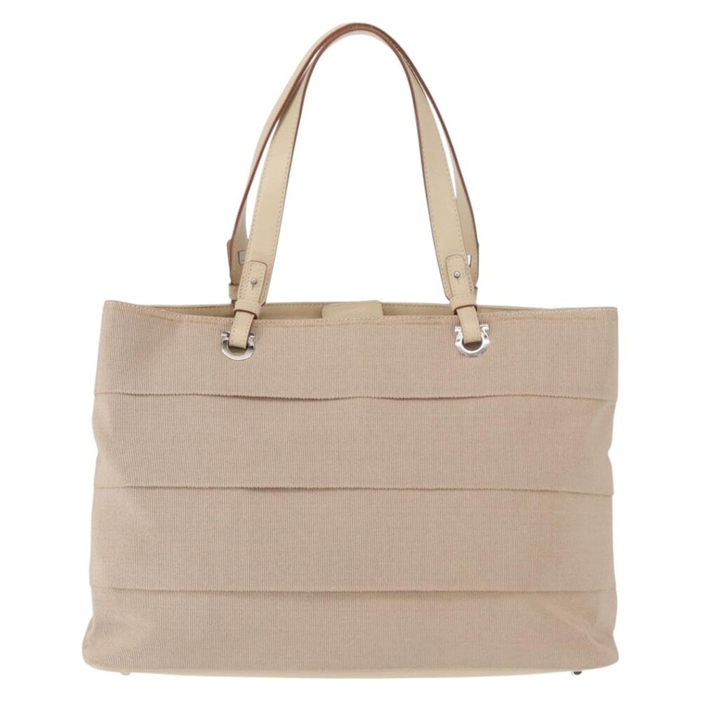 Salvatore Ferragamo Nylon Gancini Handbag Beige